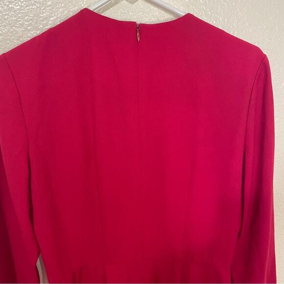 Vintage Rena Rowan for Saville Red Long Sleeve Faux Wrap Maxi Dress Size 8 - Picture 11 of 14